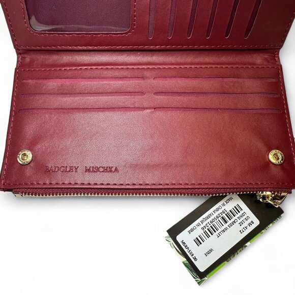 Badgley Mischka Long Diamond Quilted Card Wallet - Wine/Red, NWT - Picture 5 of 12